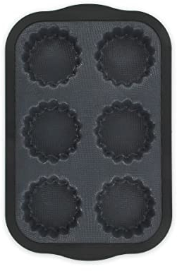 Zenker 685537 Molde de 6 tartaletas de fibra de vidrio, molde para 6 tartaletas, molde para tartaletas, silicona fibra de vidrio, blanco, 28,3 x 18,4 x 2 cm