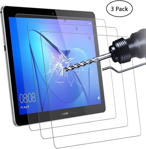 Didisky Tempered Glass Screen Protector for Huawei MediaPad T3 10.0 inch, [Soft Touch] Easy to Clean, Easy to Install, Transparent (3 Pieces)