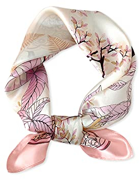 LumiSyne Seidenschal Damen Künstlerisch Gedruckte Kopftuch Ahornblatt muster Hochwertige Satin Seide Quadratischer Schal Bandana Kopfschmuck Haarband Senior Zubehör Geschenke