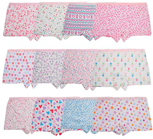 Anntry Enfants 12 Pièces Doux Culotte Confortable sous-vêtements Petites Filles Assorties Coton Culotte De Boyshort 2-12 Ans
