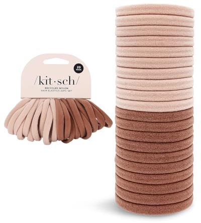 Kitsch Nylon Haargummis, kein Verheddern & kein Brechen, für Pferdeschwänze, Hochsteckfrisuren & Zöpfe, für alle Haartypen, nahtlos, schadensfrei, 20 Stück, in Blush, für Mädchen & Frauen
