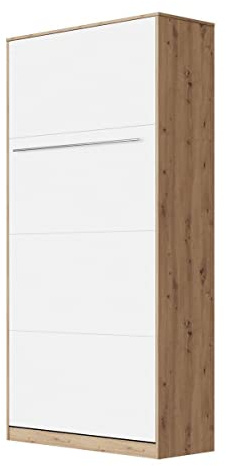 SMARTBett Estándar 90x200cm Vertical Roble Silvestre Blanco/Blanco | Cama Plegable