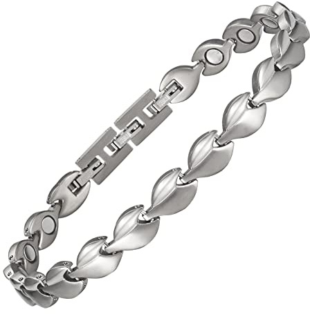 Bracelet de cheville magnétique en titane avec aimant pour femme Argenté, Titane