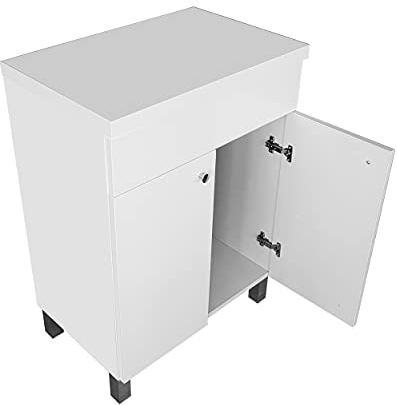 paplinskimoebel Badezimmerschrank mit Aufsatz IGA TOP für Badezimmer | Waschbeckenunterschrank Stehend | Badschrank 60 cm Breit | Weiß Badezimmerschrank mit 2 Türen | Schrank für Waschtischaufsatz