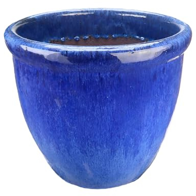 Steinzeug-Blumentopf/Pflanzkübel Farmer Blau 21x17cm frostfest