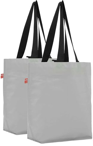 COBAGS BikeZac 2.0 Cykelväska, Clip-On shoppingväska, väska för pakethållaren, återanvändbar, återvinningsväska, 2 x, grå (Simply Grey)