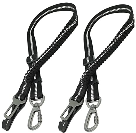 Newaner 2 Stück Anschnallgurt Hund Auto, 3-In-1 Hundegurt fürs Auto Hundeanschnaller mit Elastischer Stoßdämpfung, Dicke Zinklegierung Doppelt Sicherer Bolzenhaken und Doppelschnalle.