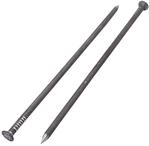 Confezione da 12 chiodi per edilizia in acciaio al carbonio, 8,0 x 300 mm, testa rotonda piatta, multiuso, per lavori in legno (12, 8,0 x 300 mm)