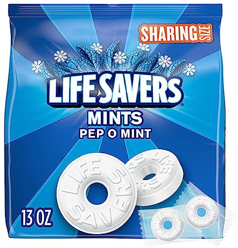 LIFE SAVERS Pep-O-Mint Breath Mints Hard Candy, Sharing Size, 370 ml Beutel