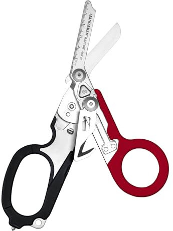 LEATHERMAN, Raptor Rescue, 6-in-1 Heavy-Duty Emergency/Trauma Shears with Carbide Glass Breaker & Strap Cutter, Made in the USA, Utility Sheath Included, Red/Black, With Utility Holster