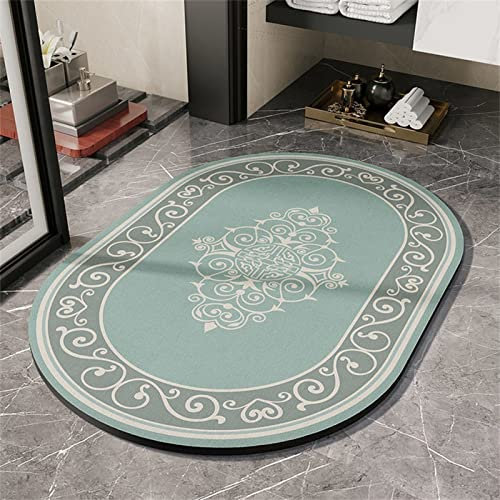 Badezimmerteppich, Badematte Rutschfest, 70x120cm Bad Teppich LäUfer, Duschmatte, Badteppich Badvorleger Rutschfest Waschbar, Antirutschmatte Dusche, Teppich Badezimmer, Bathroom Bath Mat, Oval