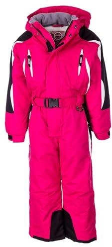 Kinder Ski- & Schneeanzug mit abnehmbarer Kapuze, wind- & wasserdicht, 10.000 mm Wassersäule, Jungen & Mädchen (Pink, 110-116)