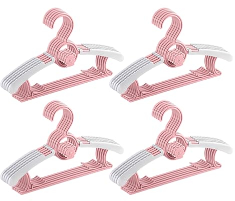 JurciCat 20 stück Kinderkleiderbügel Fkleiderbügel Kinder Kinderbügel Ausziehbare Kunststoff mit Stapelbaren Bärchen-Haken für Kinderbekleidung und Baby