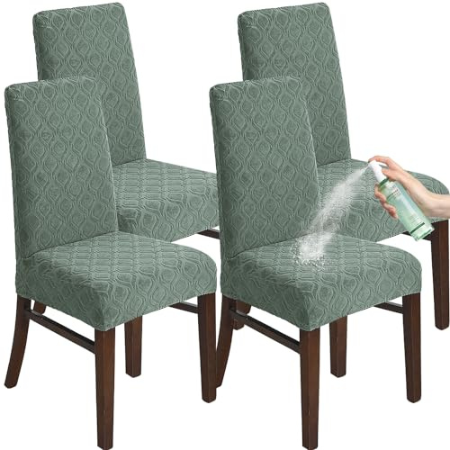 KELUINA Stuhlhussen für Esszimmer 4 Stück, Stretch Jacquard Esszimmerstuhl Slipcover Bezüge, Abnehmbare waschbare wasserdichte Stuhlhussen