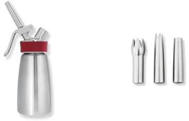 iSi Sahnespender 250 ml, Gourmet Whip Plus, 0.25 Liter & 271701 Edelstahltüllen für Sahnespender