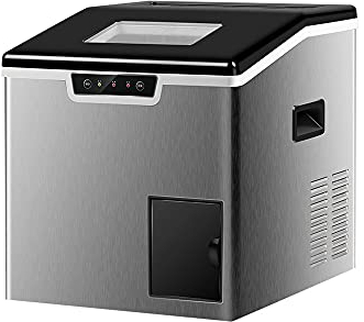 Macchina Per Il Ghiaccio, Tritaghiaccio 2 In 1 Per Cubetti Di Ghiaccio Da Banco 35 Kg/24 Ore 18 Ciem Alla Volta Macchina Elettrica Portatile Con Indicatori Luminosi A Led Adatta Per Feste Bar In Uffi