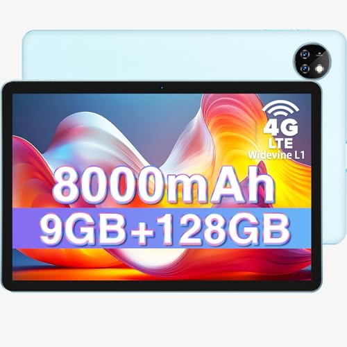 DOOGEE T10W Tablette avec Carte Sim, 8000mAh 4G LTE+5G WiFi, Tablette Tactile 10 Pouces, 9GB RAM+128GB ROM(1TB TF), Tablette Android 14/Face ID/5MP/GPS/OTG/BT5.0/3.5mm Jack, Bleu