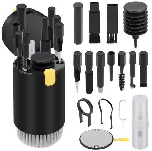 MXTIMWAN 20 in 1 Kit Limpieza Teclado,Multifuncional Portátil de Limpieza Electrónica,Limpiador Teclado,Tastatur Reinigungsset,Accesorio Limpieza para AirPods,Kit Limpieza para iPhone,Camara,Movil,PC