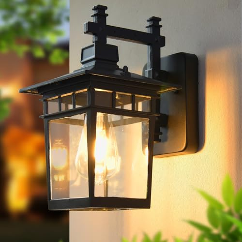 LXJCSM Vägglampa utomhus, utomhusvägglampor med klart glas, IP44 vattentät, vägglampa vintage, utomhu balkong lampa vägglampa utomhus (svart, 40 W)