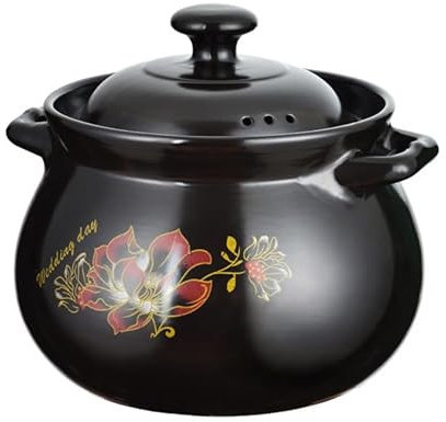 Yiustldd Pentola in Ceramica Antiaderente con Coperchio, Pentola per Zuppa di Vapore per Casseruola Pentola di Terracotta Stufato Zuppa di Cottura Pentola Calda Bibimbap,2.8L