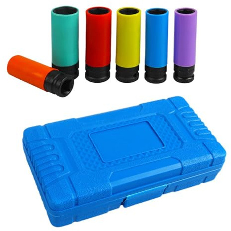 Set di chiavi a bussola per dadi ruota – Set di prese a muro sottili con design a 6 punti per una migliore presa, strumenti di manutenzione pneumatici da 14-22 mm da 1/2 pollici | Chiave pneumatica