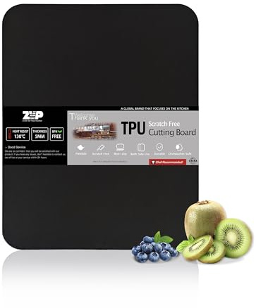 ZVP Thick TPU Cutting Boards for Kitchen, Rubber Flexible Cutting Board Mats, Nonslip Silicone Chopping Mats Foldable BPA Free Knife Friendly Non-Toxic Dishwasher Safe