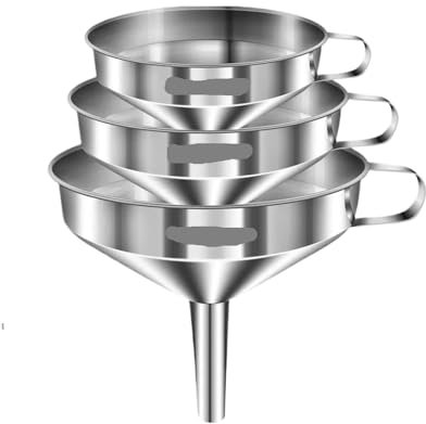 KXAOXGRC Embudo de Acero Inoxidable, 1 uds/3 uds Embudo de Acero Inoxidable Embudo de Aceite de Cocina Embudo de Metal con Filtro extraíble Embudo de Boca Ancha Herramienta de enlatado(3 pcs)