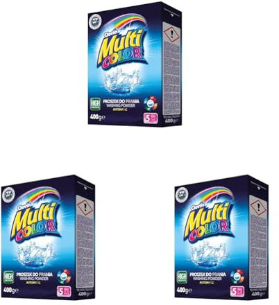 MULTICOLORE - lessive en poudre (5 Lavages) Boite de 400 g de lessive (Lot de 3)
