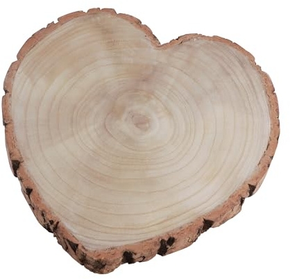 Chaks - Holz Herz Tischdeko mit Rinde, 30x30x3cm, natürliche Dekoration für Hochzeit, Valentinstag und DIY Projekte, Natur Braun | 30x30x3 cm, natürliche Dekoration für Valentinstag und DIY Projekte, Holzherz mit Rinde