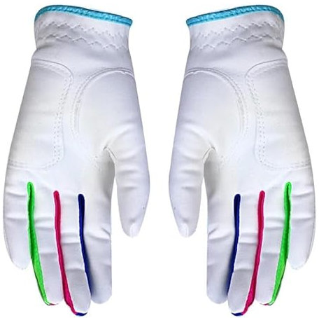WANGSHAOWEI Golfhandske pojkar flickor utomhus sport tyg golfhandskar andningsbara halkfria handskar 1 par 2 färger vit rosa för barn golfhandskar (VIT, 17)