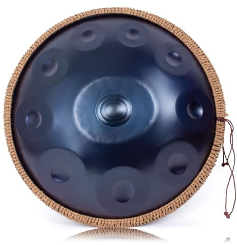 LOMUTY Handpan-Drum 432 HZ for Beginner, Steel Drums 10 Töne 19 Zoll, Handdrum in D-Minor, Hand Pan mit Drum-Bag and Handpan Holder, Musical Instruments for Sound Healing, Meditation, Yoga, Blue