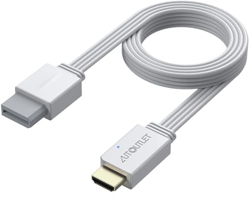 AUTOUTLET Wii to HDMI Converter 1080P 5ft/150 cm for Full HD Device, Adapter with HDMI Male Cable Output Compatible with Nintendo Wii, Wii U, HDTV, Monitor-Supports All Wii Display Modes