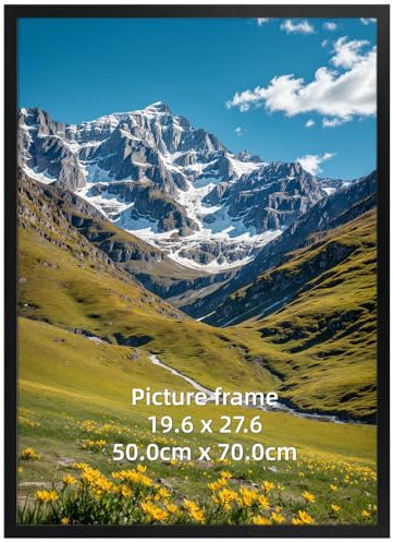 Ditwis 50x70cm Picture Frame Black, Aluminium Photo Frame Large for Posters, Photos and Puzzles, Metal Frame for Living Room, Office, Gallery Wall Mount Display