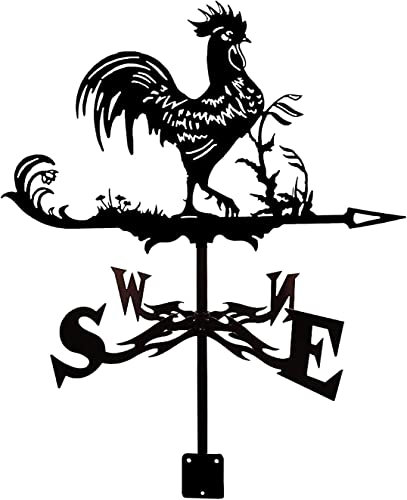 es Banderuola segnavento Gallo Silhouette Montaggio sul tetto e Paletto da giardino in acciaio inossidabile di Cortile Arte in ferro Resistente alla corrosione e durevole Indicazione della direzione