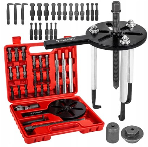 FUGERT Lagerabzieher Set, Kugellager Abzieher & Innenlager Abzieher, stabiler 3-Arm Innenabzieher Werkzeug zum schonenden Entfernen festsitzender Lager, universal für Werkstatt, 45–105 mm, 21-tlg.