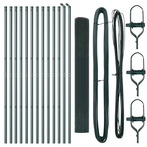 vidaXL Welded Mesh Fence Set with 13 Green Posts 1.2 x 25m Heavy Duty Metal for Outdoor Fence Needs Complete Garden Kit Easy Installation Heavy Duty