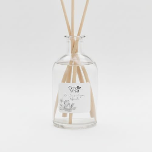 Candle Street | La Calma | Profumatore per Ambienti con Bastoncini | Fragranza Cotone, Frangipani e Muschio Bianco | Lunga Durata | Made in Italy | Diffusore Relax e Serenità (Medio)