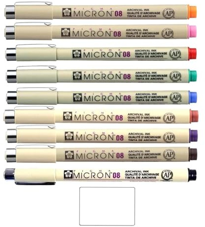 PIGMA MICRON Sakura 08 – Set mit 9 Farben, Set mit 9 Finelinern und 1 Karte