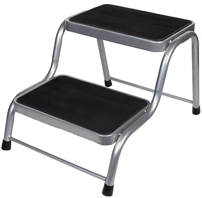 Happy Rhino - Doppelte Trittstufe Deluxe - Wohnwagen Trittstufe - Campingstufe - Wohnmobil Einstiegshilfe - Grau - 64 cm