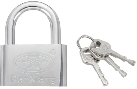 PATIKIL Cadenas À Clé, 2.8 Pouces Corps Large En Acier À Goupilles Marine Cadenas À Clé Différents Pour Portail Clôture Loquet Armoire Boîte À Outils Stockage Argenté Avec 3 Clés (92mm)