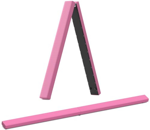 Erreyht Poutre d'équilibre de Gymnastique, Barre de Gymnastique Pliable Rosa 2,1 m/220 LB en Similicuir Pliable pour entraînement à Domicile