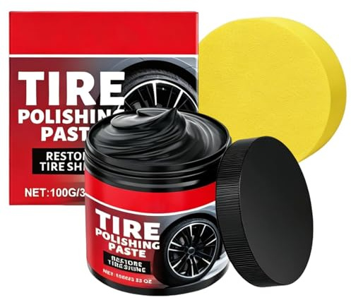 Rivestimento Pneumatici Pasta 100g a Lunga Durata | Con Spugna Ripristinatore Di Lucentezza Per Gomme per Lucidatura, Riparazione e Profili per Autovetture, Veicoli, Camion,