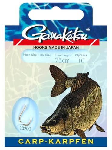 Gamakatsu Karpfen LS-3320 75cm Gold - 10 gebundene Angelhaken
