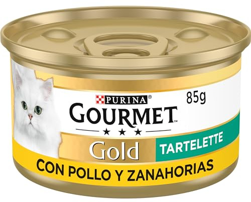 GOURMET Gold Tartelette, Comida Húmeda para Gato Adulto, Paté de Pollo y Zanahorias, Pack de 24 Latas de 85 g