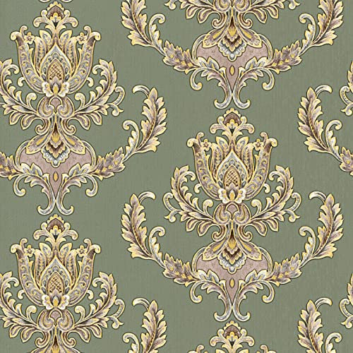 Papier peint intissé baroque Tapisserie 335464 33546-4 A.S. Création Hermitage 10 | Marron/Jaune/Vert | Rouleau (10,05 x 0,53 m) = 5,33 m²