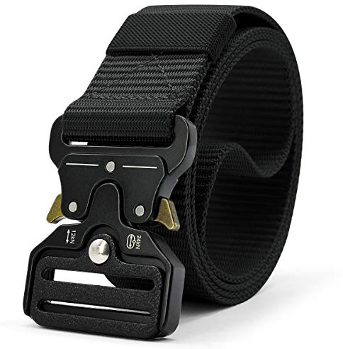 DOOPAI Tactical Belt for Men, Black Military Nylon, 1.5 Quick Release