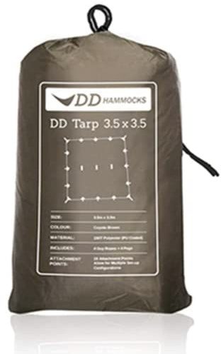 DD Tarp 3,5 x 3,5 meter tälttak, regnpresenning Coyote brun