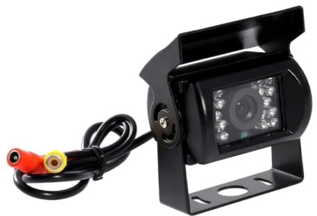 Riloer Telecamera retromarcia per auto camper 9-36V telecamera retromarcia | Telecamera retromarcia posteriore CCD con vista frontale impermeabile con 18 LED IR Visione Notturna Connettore RCA AV