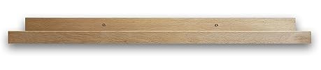 artissimo PE6569-BL Bilderleiste Eiche Massiv Holz 110cm Bilderregal Wandregal Wandboard Regal für Bilder Fotos Bücher Rahmen