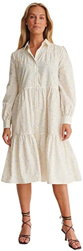 NA-KD Button Up Midi Dress Vestido Informal, Flor Amarilla, 34 para Mujer